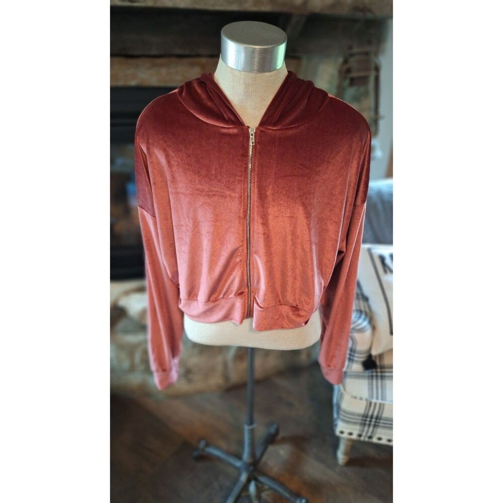 CURVY SENSE NWT Rose Velvet Zip Hoodie 3X NEW‎